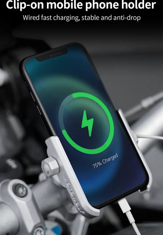 MOTOWOLF PHONE HOLDER 2080C MIRROR WITH CHARGER USB