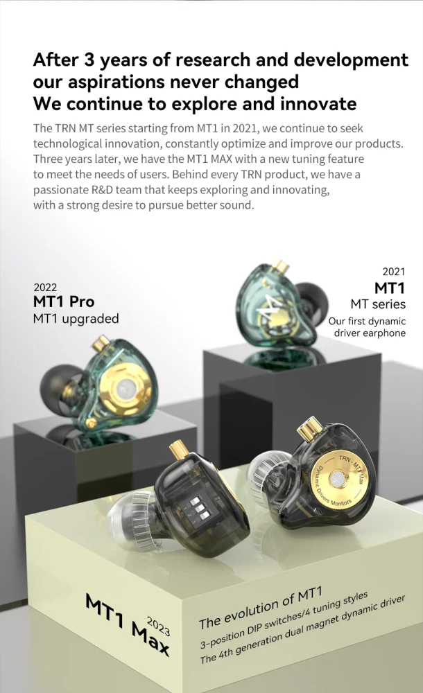 TRN MT1 MAX Tunable Dynamic Driver In-Ear Monitor Earphone