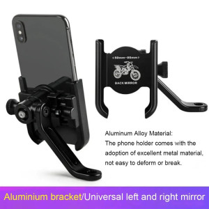 Aluminum Alloy Adjustable Mobile Phone Holder - Mirror Phone Bracket for MOTORCYCLE/CYCLE